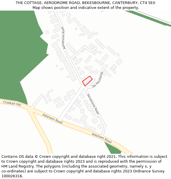 THE COTTAGE, AERODROME ROAD, BEKESBOURNE, CANTERBURY, CT4 5EX: Location map and indicative extent of plot