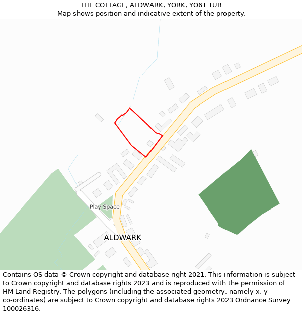 THE COTTAGE, ALDWARK, YORK, YO61 1UB: Location map and indicative extent of plot