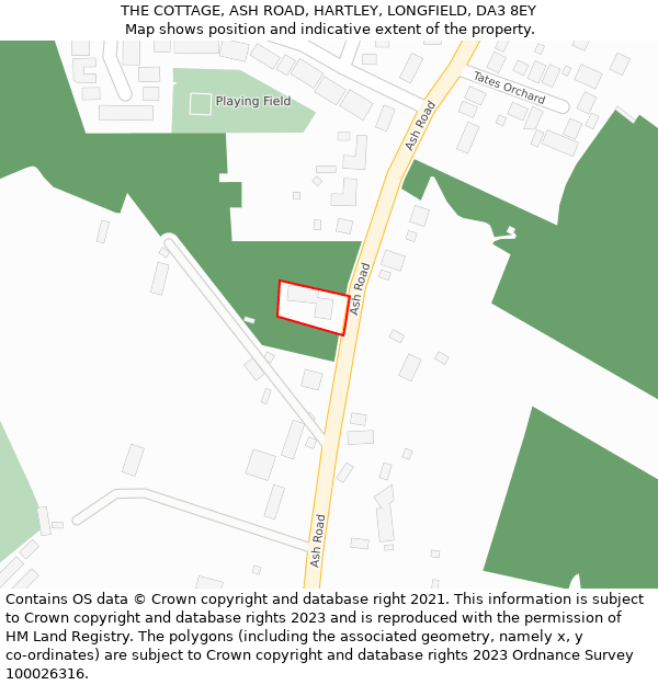 THE COTTAGE, ASH ROAD, HARTLEY, LONGFIELD, DA3 8EY: Location map and indicative extent of plot