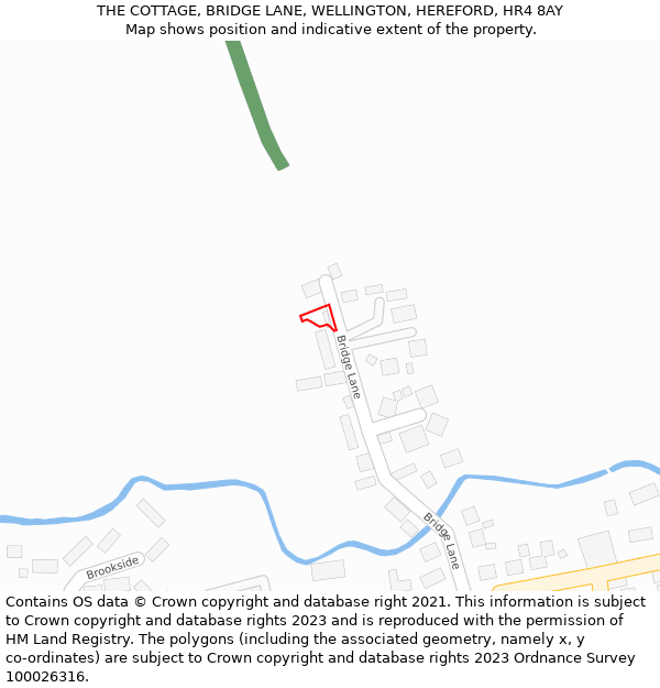 THE COTTAGE, BRIDGE LANE, WELLINGTON, HEREFORD, HR4 8AY: Location map and indicative extent of plot