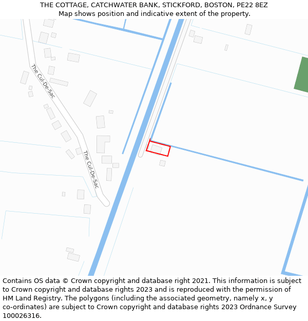 THE COTTAGE, CATCHWATER BANK, STICKFORD, BOSTON, PE22 8EZ: Location map and indicative extent of plot
