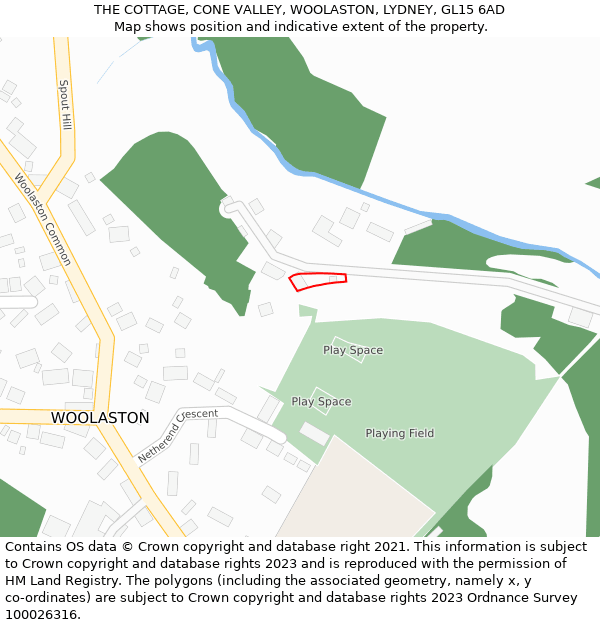 THE COTTAGE, CONE VALLEY, WOOLASTON, LYDNEY, GL15 6AD: Location map and indicative extent of plot