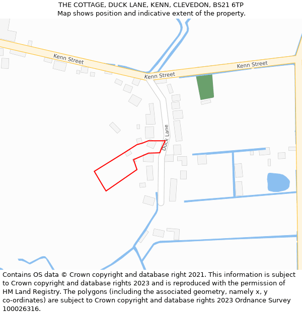 THE COTTAGE, DUCK LANE, KENN, CLEVEDON, BS21 6TP: Location map and indicative extent of plot