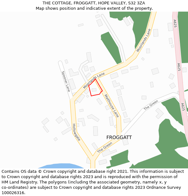 THE COTTAGE, FROGGATT, HOPE VALLEY, S32 3ZA: Location map and indicative extent of plot