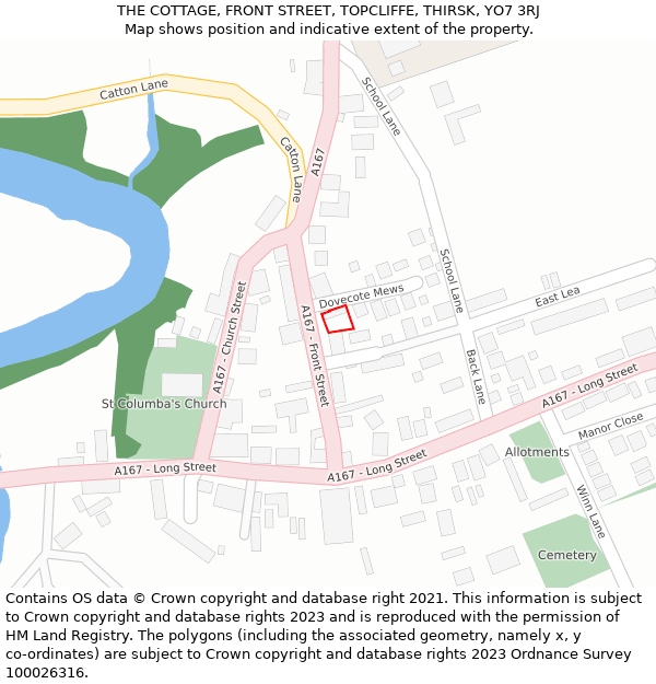 THE COTTAGE, FRONT STREET, TOPCLIFFE, THIRSK, YO7 3RJ: Location map and indicative extent of plot