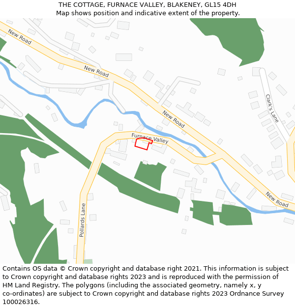 THE COTTAGE, FURNACE VALLEY, BLAKENEY, GL15 4DH: Location map and indicative extent of plot