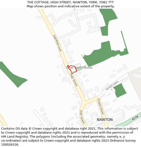 THE COTTAGE, HIGH STREET, NAWTON, YORK, YO62 7TT: Location map and indicative extent of plot