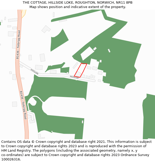 THE COTTAGE, HILLSIDE LOKE, ROUGHTON, NORWICH, NR11 8PB: Location map and indicative extent of plot