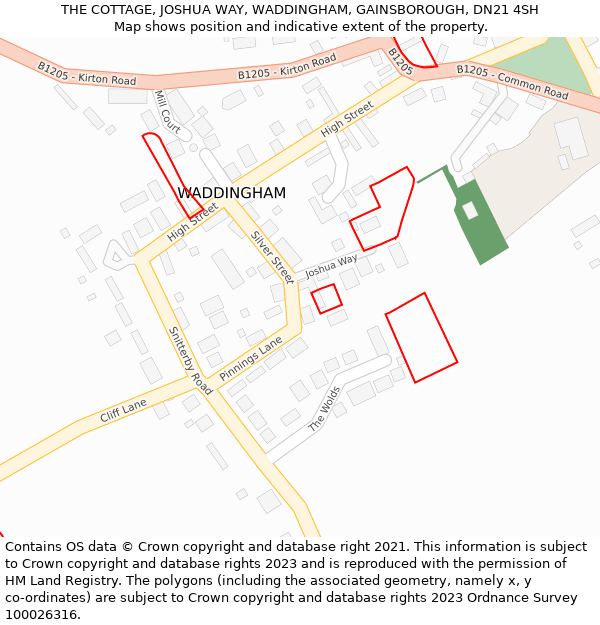 THE COTTAGE, JOSHUA WAY, WADDINGHAM, GAINSBOROUGH, DN21 4SH: Location map and indicative extent of plot