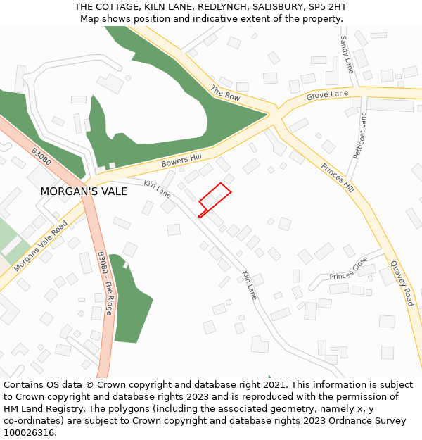 THE COTTAGE, KILN LANE, REDLYNCH, SALISBURY, SP5 2HT: Location map and indicative extent of plot