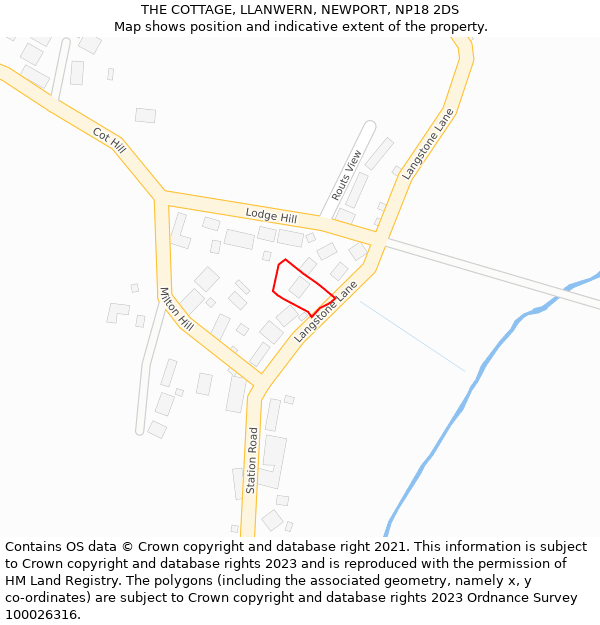 THE COTTAGE, LLANWERN, NEWPORT, NP18 2DS: Location map and indicative extent of plot