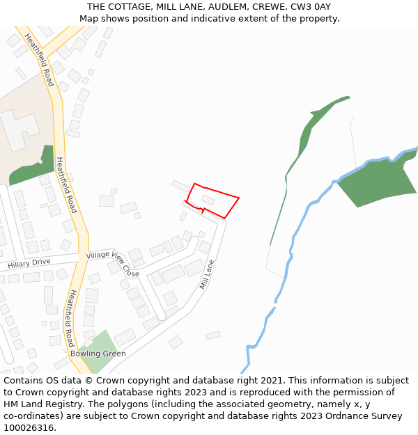 THE COTTAGE, MILL LANE, AUDLEM, CREWE, CW3 0AY: Location map and indicative extent of plot