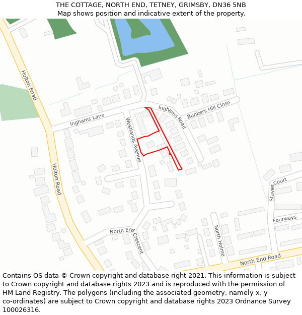 THE COTTAGE, NORTH END, TETNEY, GRIMSBY, DN36 5NB: Location map and indicative extent of plot