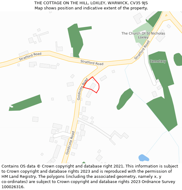 THE COTTAGE ON THE HILL, LOXLEY, WARWICK, CV35 9JS: Location map and indicative extent of plot