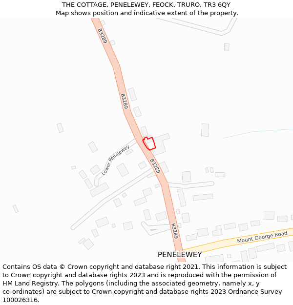 THE COTTAGE, PENELEWEY, FEOCK, TRURO, TR3 6QY: Location map and indicative extent of plot