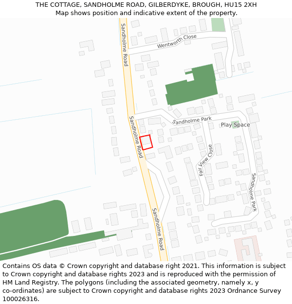 THE COTTAGE, SANDHOLME ROAD, GILBERDYKE, BROUGH, HU15 2XH: Location map and indicative extent of plot