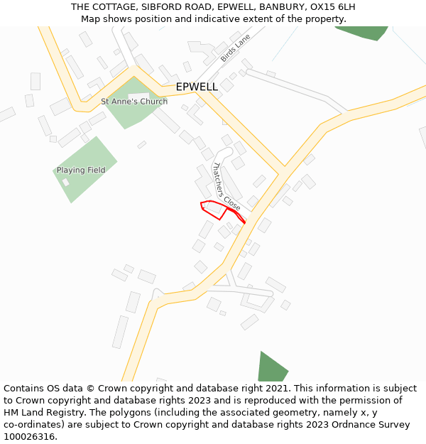 THE COTTAGE, SIBFORD ROAD, EPWELL, BANBURY, OX15 6LH: Location map and indicative extent of plot