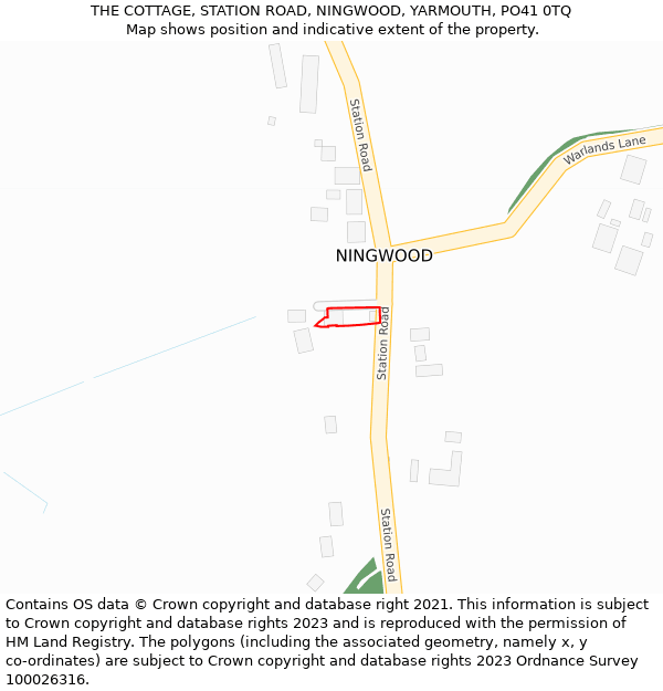 THE COTTAGE, STATION ROAD, NINGWOOD, YARMOUTH, PO41 0TQ: Location map and indicative extent of plot