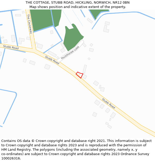 THE COTTAGE, STUBB ROAD, HICKLING, NORWICH, NR12 0BN: Location map and indicative extent of plot