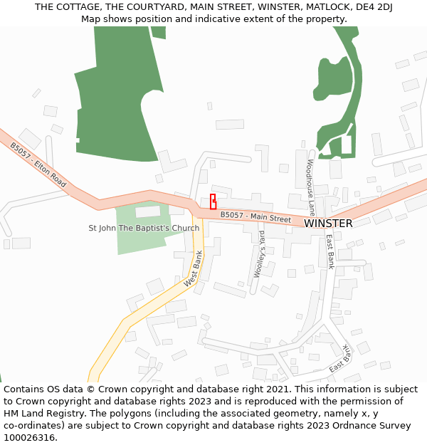 THE COTTAGE, THE COURTYARD, MAIN STREET, WINSTER, MATLOCK, DE4 2DJ: Location map and indicative extent of plot