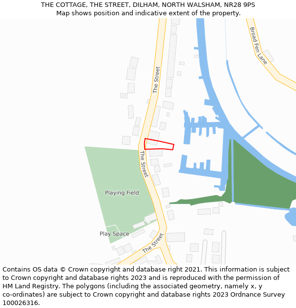 THE COTTAGE, THE STREET, DILHAM, NORTH WALSHAM, NR28 9PS: Location map and indicative extent of plot