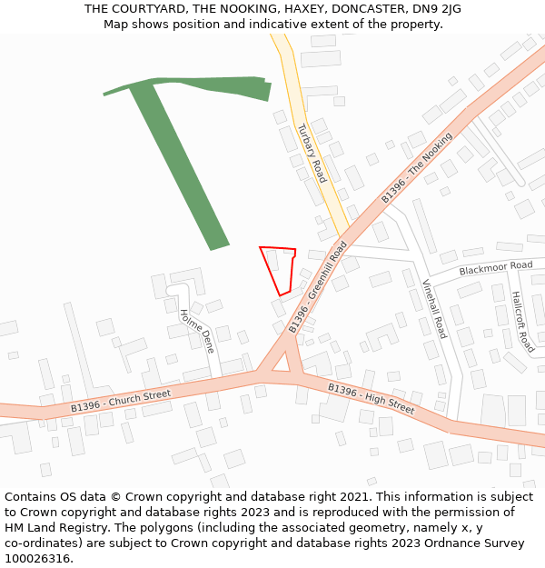 THE COURTYARD, THE NOOKING, HAXEY, DONCASTER, DN9 2JG: Location map and indicative extent of plot