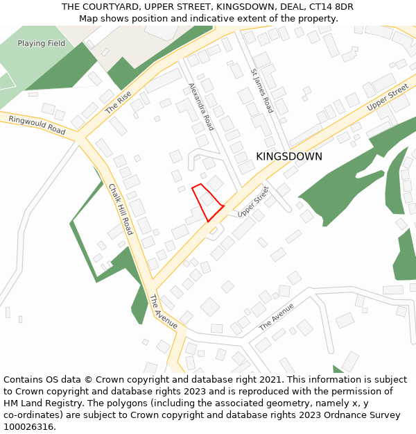 THE COURTYARD, UPPER STREET, KINGSDOWN, DEAL, CT14 8DR: Location map and indicative extent of plot