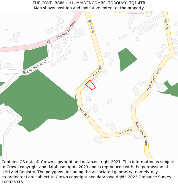 THE COVE, BRIM HILL, MAIDENCOMBE, TORQUAY, TQ1 4TR: Location map and indicative extent of plot