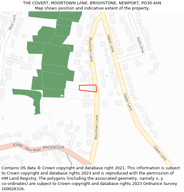 THE COVERT, MOORTOWN LANE, BRIGHSTONE, NEWPORT, PO30 4AN: Location map and indicative extent of plot