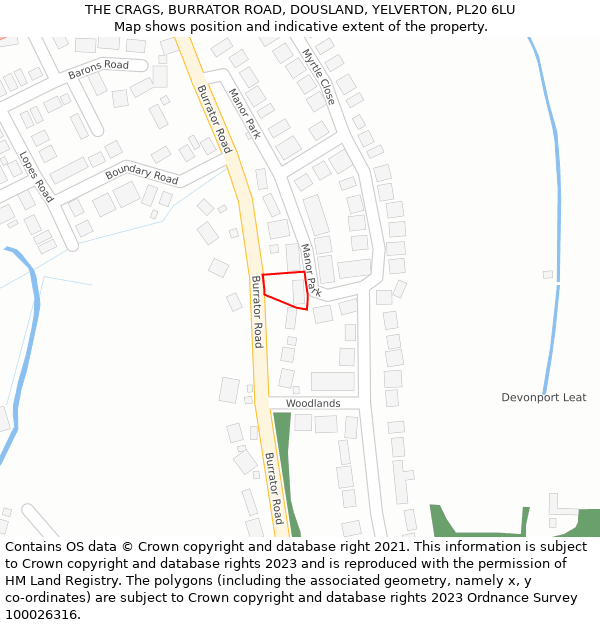 THE CRAGS, BURRATOR ROAD, DOUSLAND, YELVERTON, PL20 6LU: Location map and indicative extent of plot