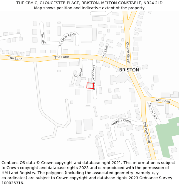 THE CRAIC, GLOUCESTER PLACE, BRISTON, MELTON CONSTABLE, NR24 2LD: Location map and indicative extent of plot