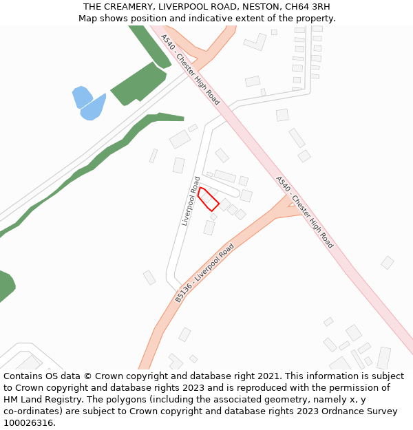 THE CREAMERY, LIVERPOOL ROAD, NESTON, CH64 3RH: Location map and indicative extent of plot