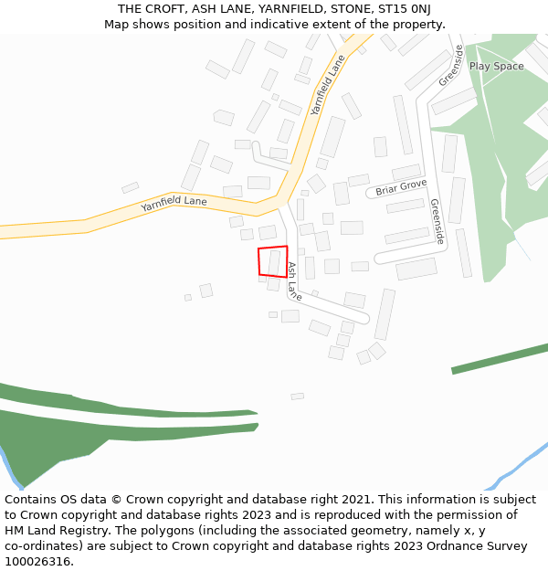 THE CROFT, ASH LANE, YARNFIELD, STONE, ST15 0NJ: Location map and indicative extent of plot