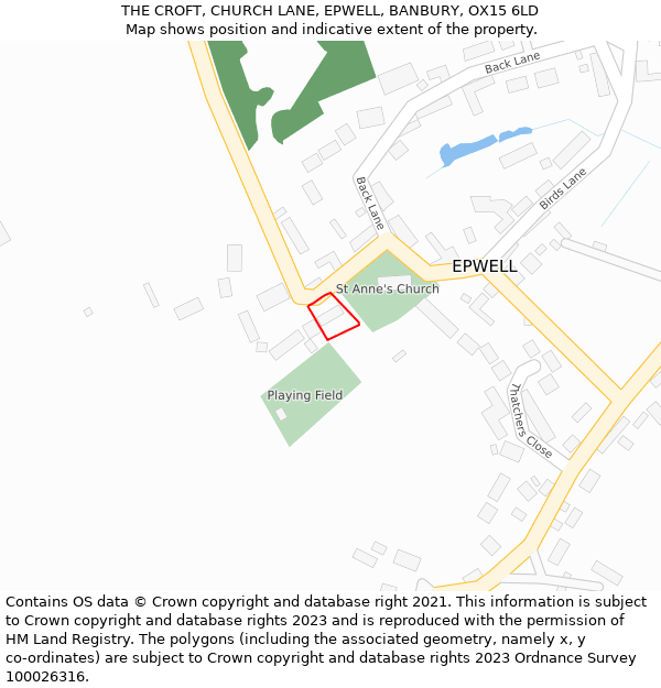 THE CROFT, CHURCH LANE, EPWELL, BANBURY, OX15 6LD: Location map and indicative extent of plot