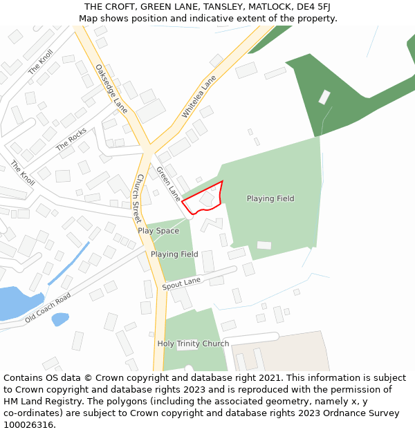 THE CROFT, GREEN LANE, TANSLEY, MATLOCK, DE4 5FJ: Location map and indicative extent of plot