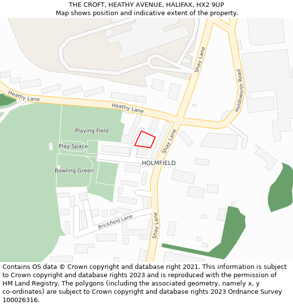 THE CROFT, HEATHY AVENUE, HALIFAX, HX2 9UP: Location map and indicative extent of plot