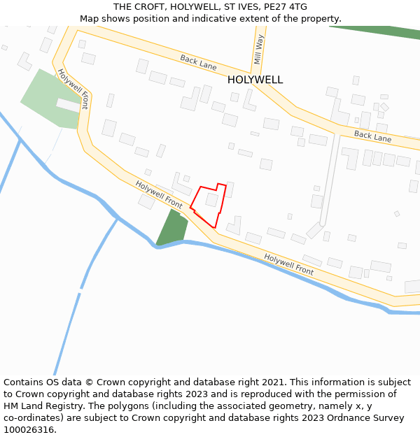 THE CROFT, HOLYWELL, ST IVES, PE27 4TG: Location map and indicative extent of plot