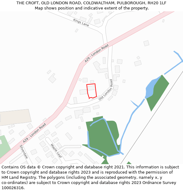 THE CROFT, OLD LONDON ROAD, COLDWALTHAM, PULBOROUGH, RH20 1LF: Location map and indicative extent of plot