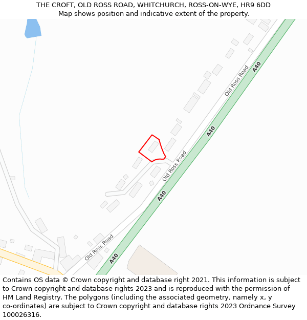 THE CROFT, OLD ROSS ROAD, WHITCHURCH, ROSS-ON-WYE, HR9 6DD: Location map and indicative extent of plot
