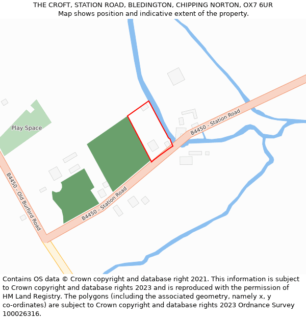 THE CROFT, STATION ROAD, BLEDINGTON, CHIPPING NORTON, OX7 6UR: Location map and indicative extent of plot