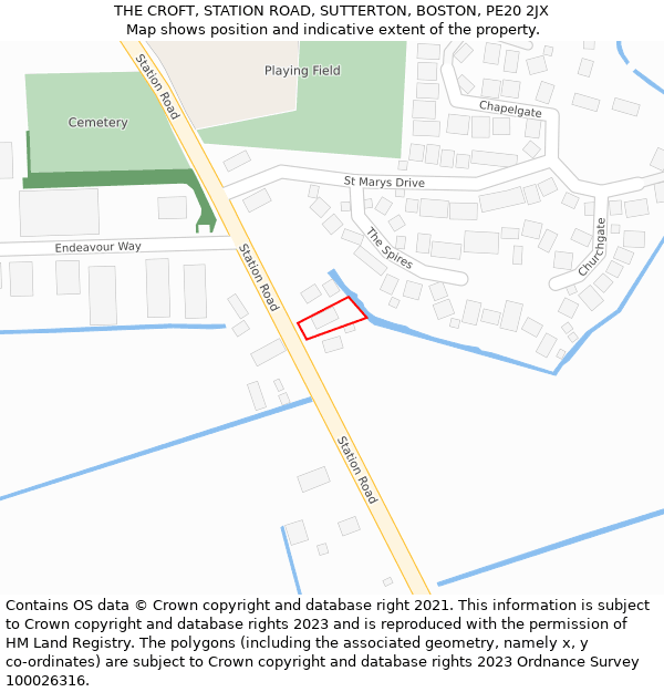 THE CROFT, STATION ROAD, SUTTERTON, BOSTON, PE20 2JX: Location map and indicative extent of plot