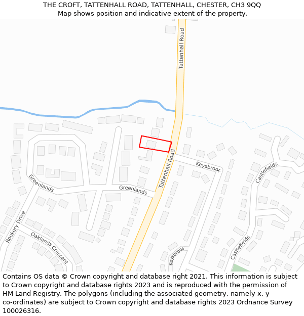 THE CROFT, TATTENHALL ROAD, TATTENHALL, CHESTER, CH3 9QQ: Location map and indicative extent of plot