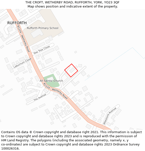 THE CROFT, WETHERBY ROAD, RUFFORTH, YORK, YO23 3QF: Location map and indicative extent of plot