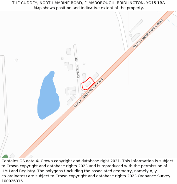 THE CUDDEY, NORTH MARINE ROAD, FLAMBOROUGH, BRIDLINGTON, YO15 1BA: Location map and indicative extent of plot
