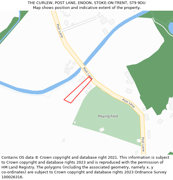 THE CURLEW, POST LANE, ENDON, STOKE-ON-TRENT, ST9 9DU: Location map and indicative extent of plot
