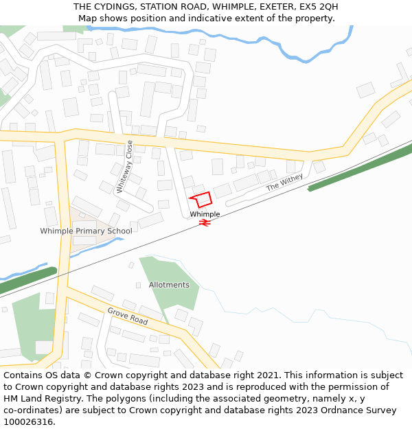 THE CYDINGS, STATION ROAD, WHIMPLE, EXETER, EX5 2QH: Location map and indicative extent of plot
