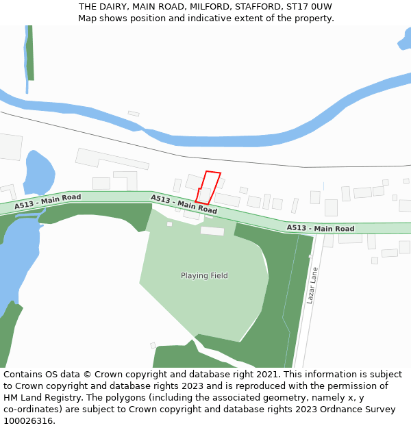 THE DAIRY, MAIN ROAD, MILFORD, STAFFORD, ST17 0UW: Location map and indicative extent of plot