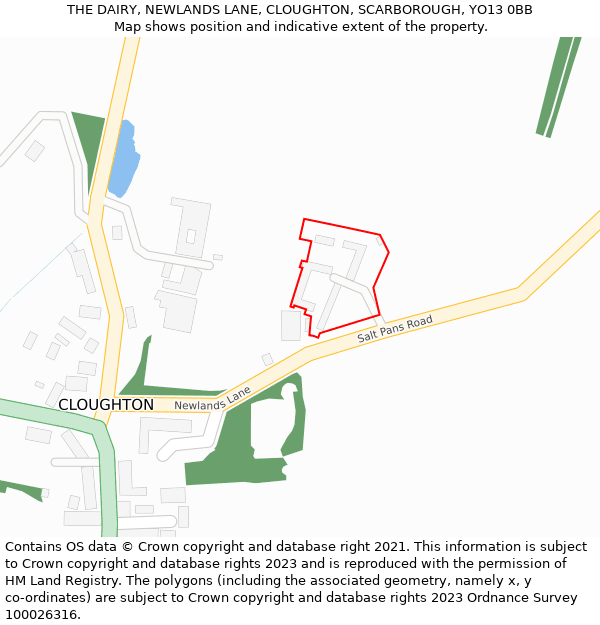 THE DAIRY, NEWLANDS LANE, CLOUGHTON, SCARBOROUGH, YO13 0BB: Location map and indicative extent of plot