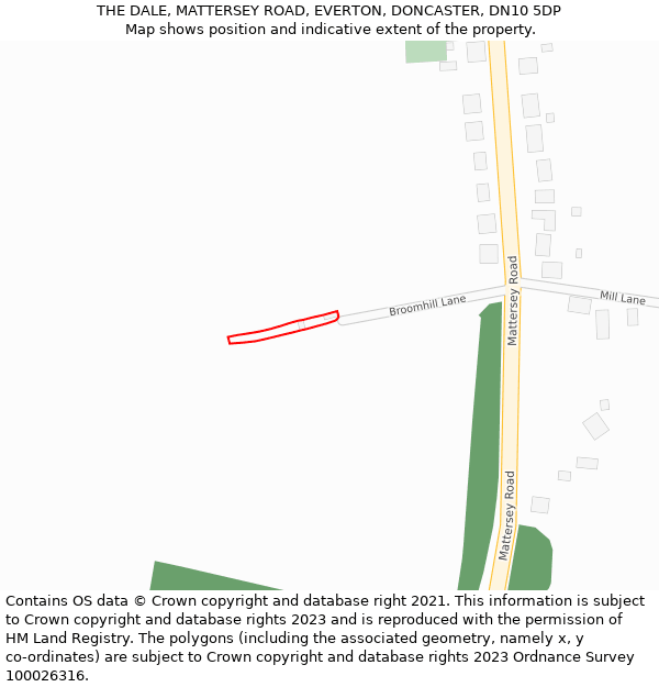 THE DALE, MATTERSEY ROAD, EVERTON, DONCASTER, DN10 5DP: Location map and indicative extent of plot