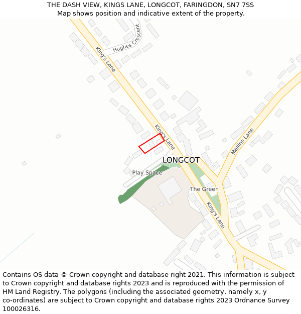 THE DASH VIEW, KINGS LANE, LONGCOT, FARINGDON, SN7 7SS: Location map and indicative extent of plot